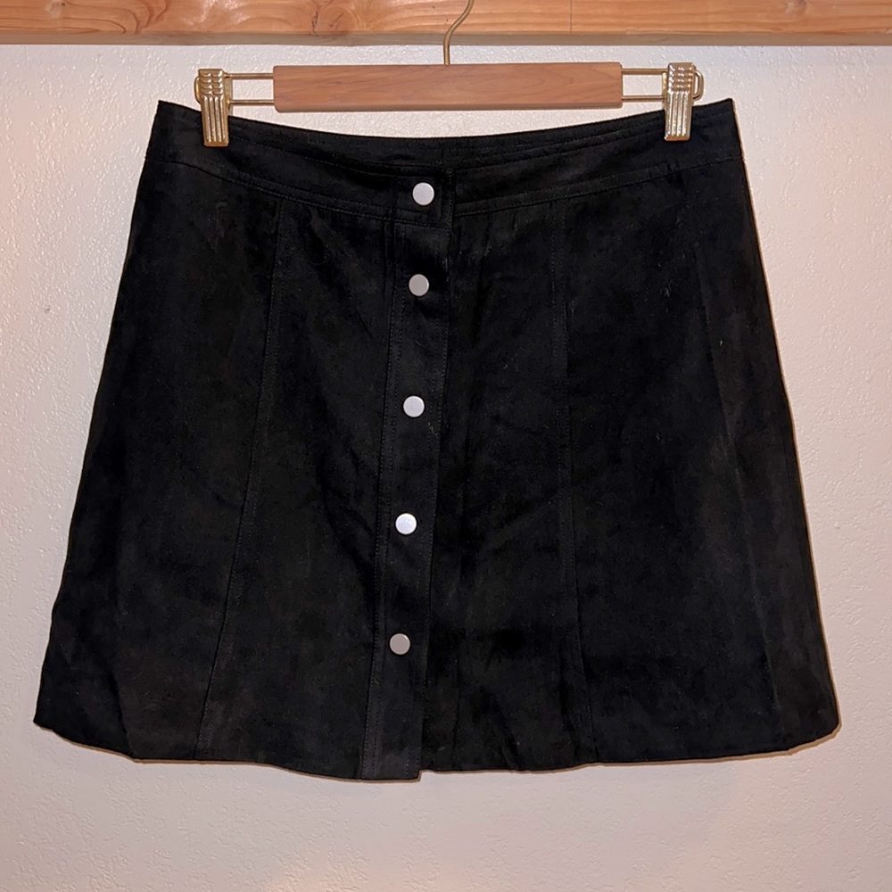 H&M Divided black snap-front mini skirt, size 10